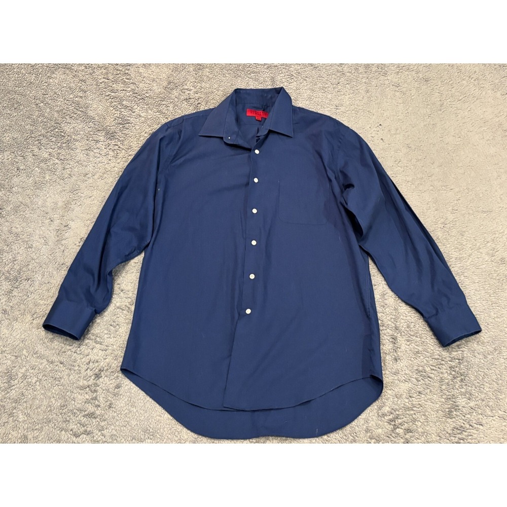 Bergamo New York Dress Shirt Mens Large Fitted Blue Long Sleeve Button Career